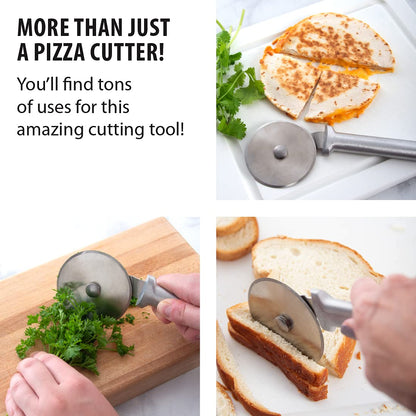 Rada Cutlery Pizza Cutter (R121), 3" Stainless Steel Wheel, Silver Handle