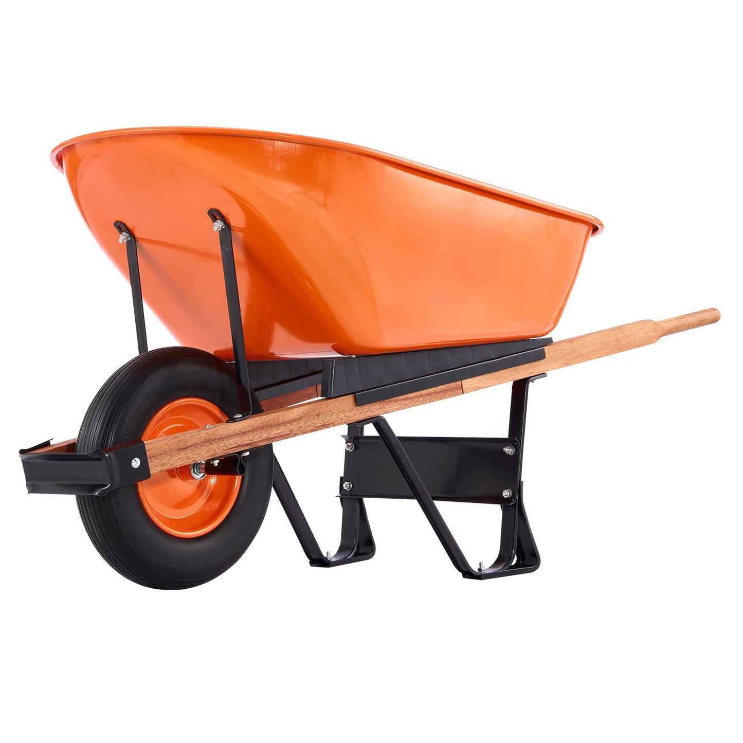Happybuy Wheelbarrow Cart, 6 Cu. Ft. Load & 330 lbs Capacity, One Wheel Garden Dump Cart Wheel Barrow with Metal Handle & 16" Wide Track Wheels, Easy Loading Utility Yard Cart & Wagons for Lawn Farm