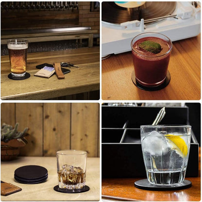 Drink Coasters Set of 6, Leather Coasters for Spill Protection, Durable and Non-Slip, Perfect for Common Size Glass