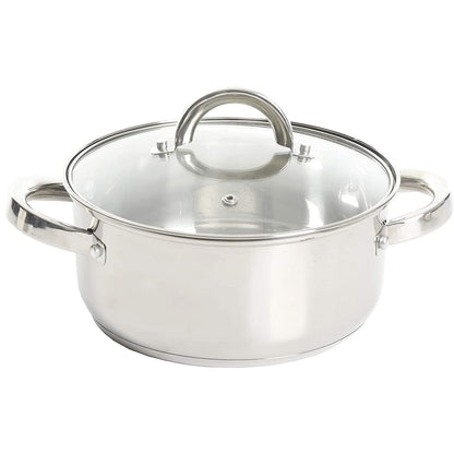 Oster Dutch Oven with Steamer Basket 3-Quart - Sangerfield Stainless Steel, Stovetop Steamer for Vegetables, Rice & Tamales, Dishwasher Safe