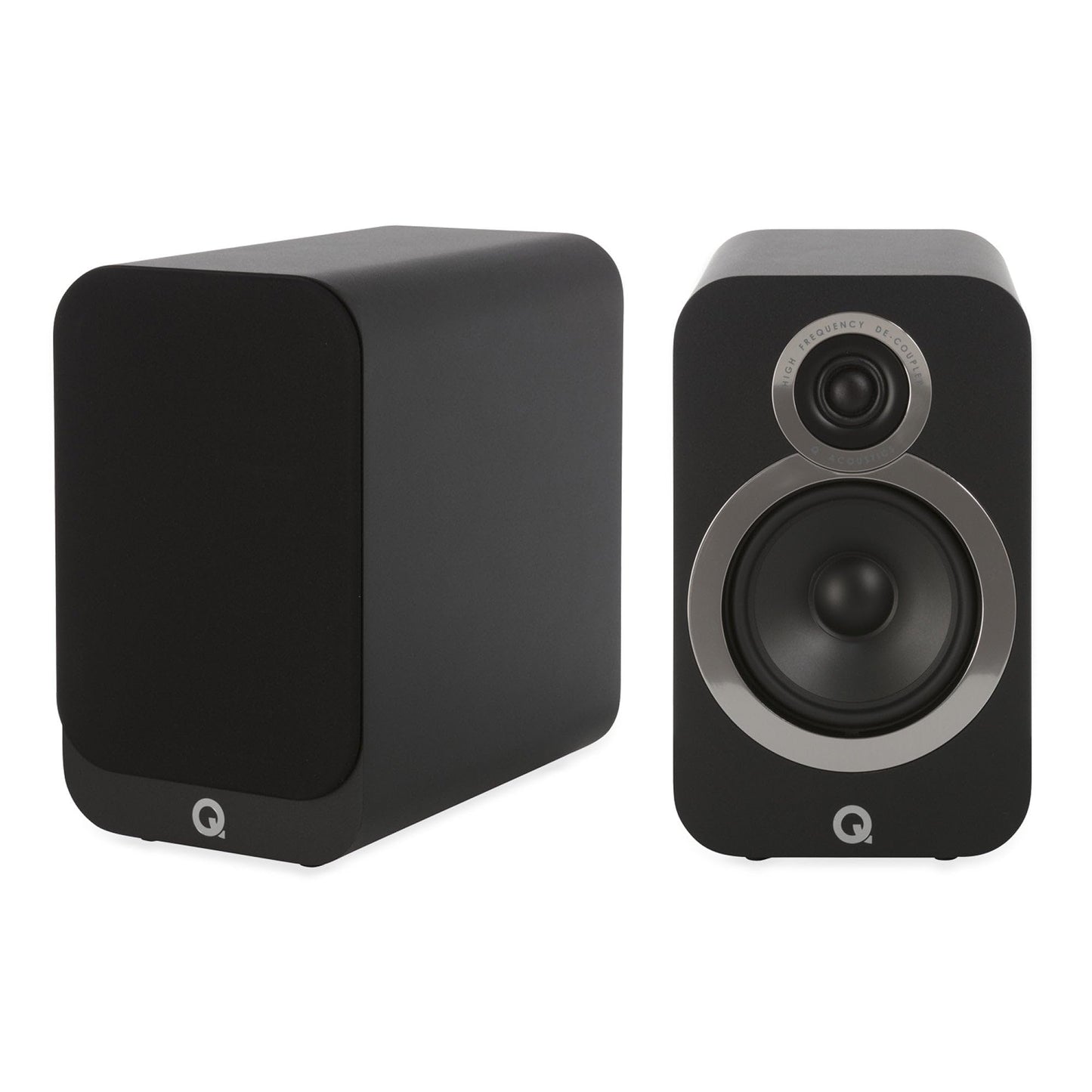 Q Acoustics 3020i Bookshelf Speakers Carbon Black (Pair) – HiFi Stereo Speakers, 25% Larger Cabinet for Deeper Bass, 22mm Tweeter, P2P Bracing, Magnetic Grilles, Chrome Bezel, Banana Plug Compatible