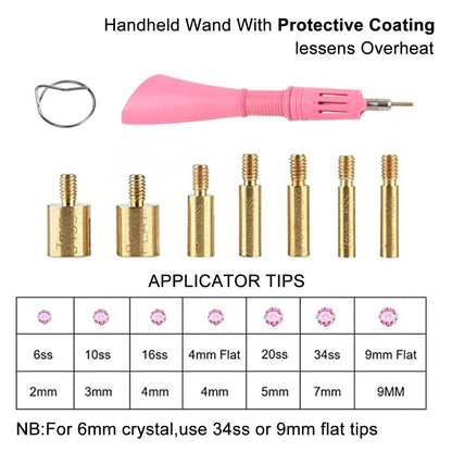 Hotfix Applicator, 7 in 1 Hot Fixed Wand Bedazzler Kit, Rhinestones Setter Wand Tool with 7 Different Tip Sizes, DIY Bedazzler Kit with Rhinestones with Support Stand (American standard (black))