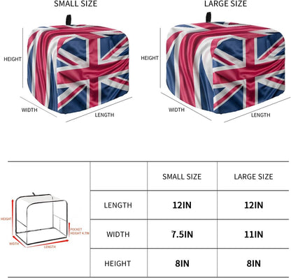 Toaster Dust Cover with Pockets, National Flag Day Classic British Loyalty Symbol, Soft Washable 2 Slice Toaster Cover
