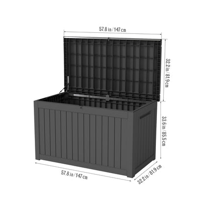 GALUBUBU 230 Gallon Patio Storage Box, Outdoor Resin Deck Box with Hydraulic Lid, Lockable & Waterproof for Garden Tools, Furniture Cushions, UV Resistant Outside Storage, Black