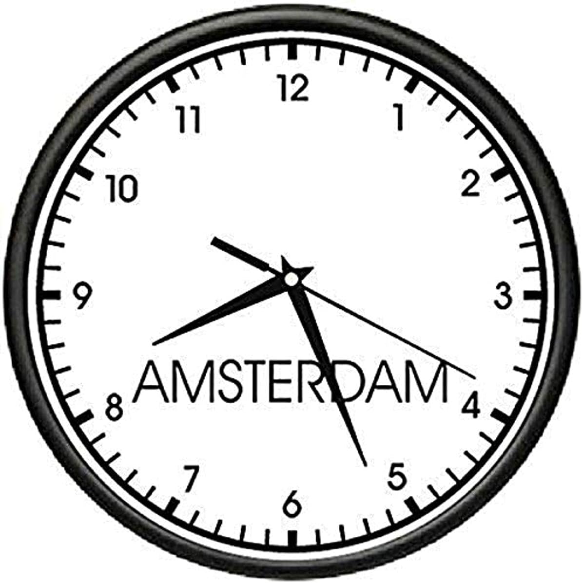 SignMission Amsterdam TIME Wall Clock, World Time Zone Clock for Office Business
