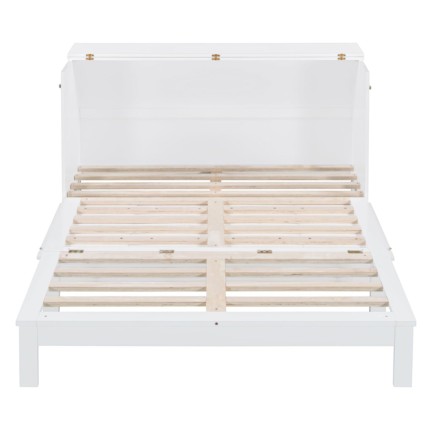 PVWIIK Queen Size Murphy Bed with Drawer for Bedroom/Living Room/Small Space,Cabinet Bed Frame/Space Saving Design, No Box Spring Needed,White