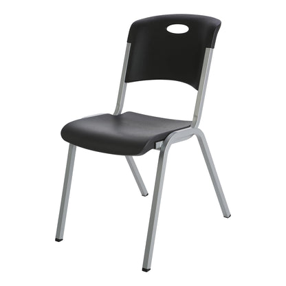 Lifetime Stacking Chair, Contemporary - Pack of 4, Black