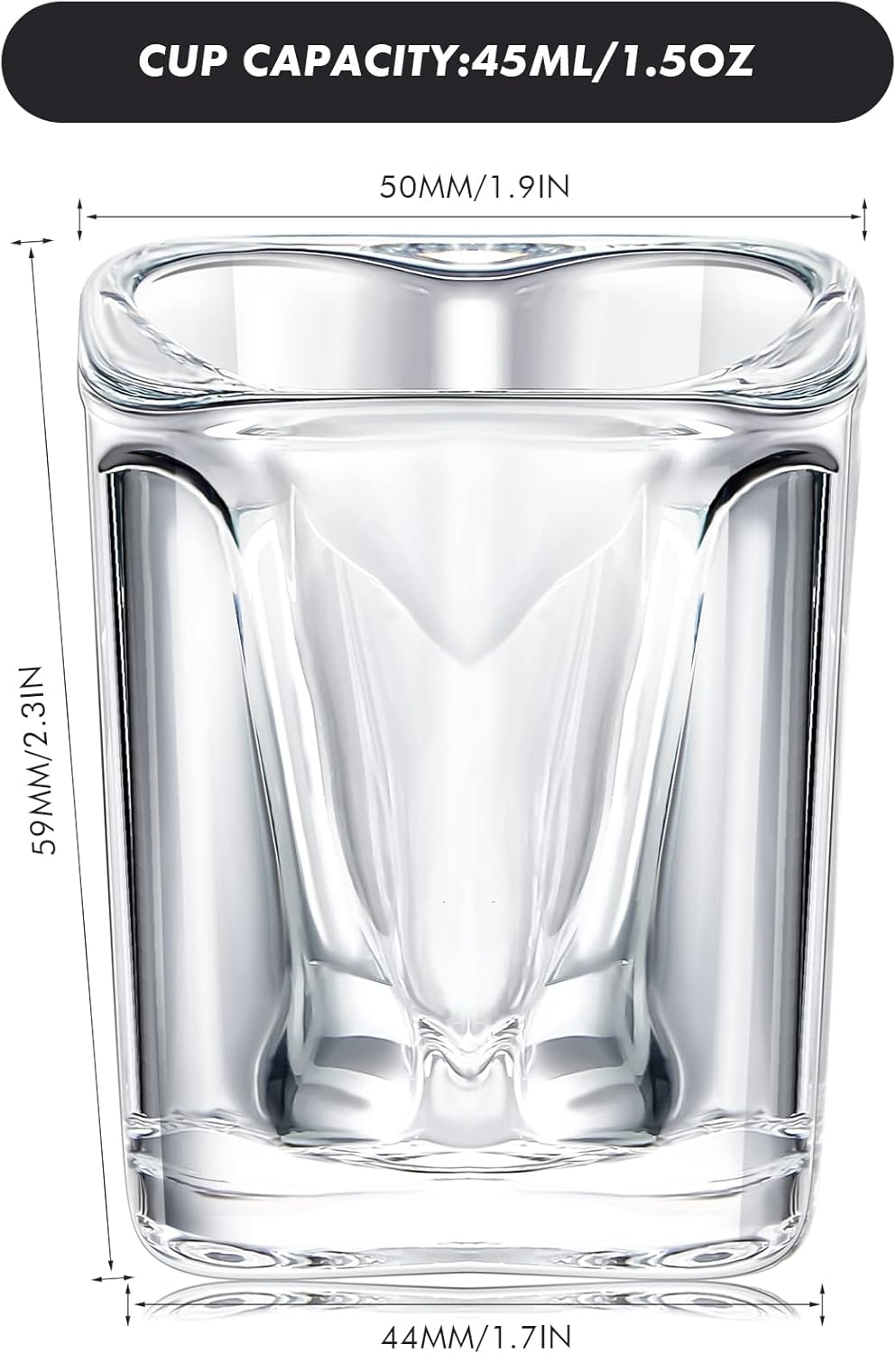 12 Set 1.5 oz Suclain Pieces Hearted Shaped Shot Glasses Valentine's Day Shot Glass Clear Cute wine Glasses with Base