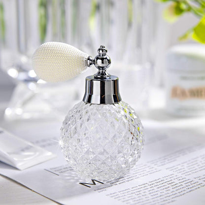 H&D Vintage Crystal Empty Perfume Replacement Spray Bottle Atomizer, Luxury Series (Clear)