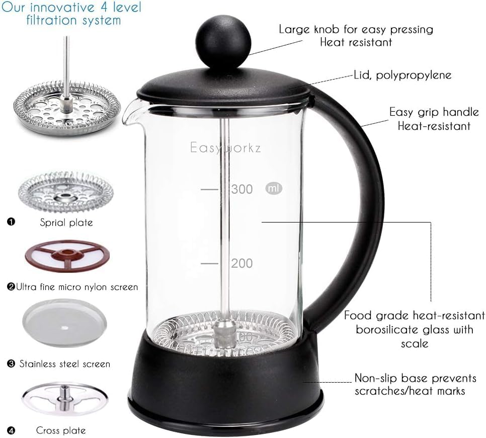 Easyworkz Eclipse 12 oz French Press Coffee Maker with Borosilicate Glass