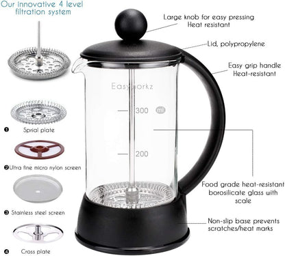 Easyworkz Eclipse 12 oz French Press Coffee Maker with Borosilicate Glass