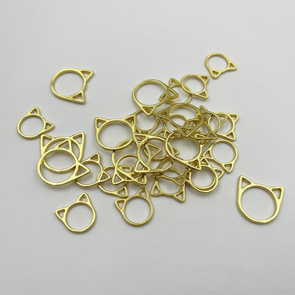 30Pcs Knitting Stitch Marker Metal Cat Head Shaped Stitch Markers for Knitting and Crocheting 2 Sizes Gold Needles Stoppers Locking Sewing Accessories
