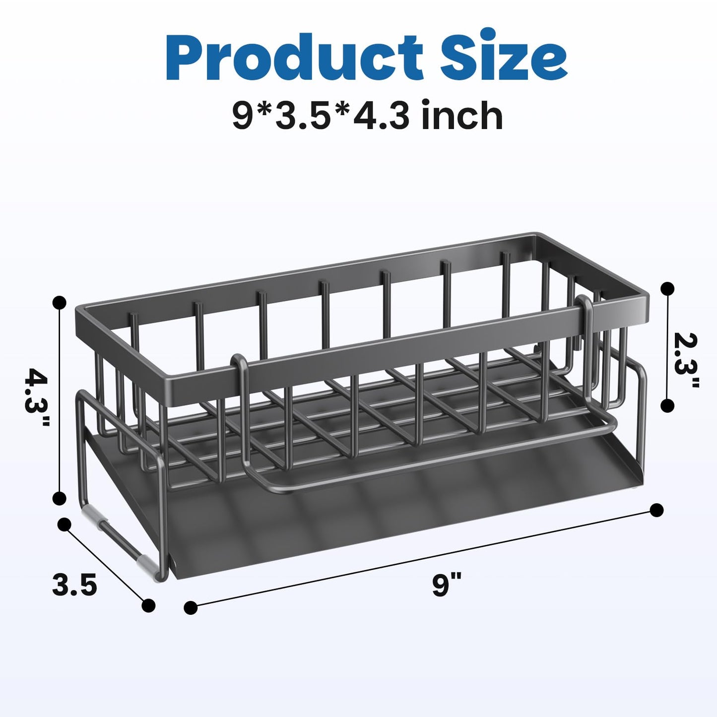 BREIS Kitchen Sink Caddy Organizer with Rag Holder,Self-Draining Sponge Holder for Countertop Soap Dispenser Organizers and Storage Essentials,Kitchen Decor and Accessories