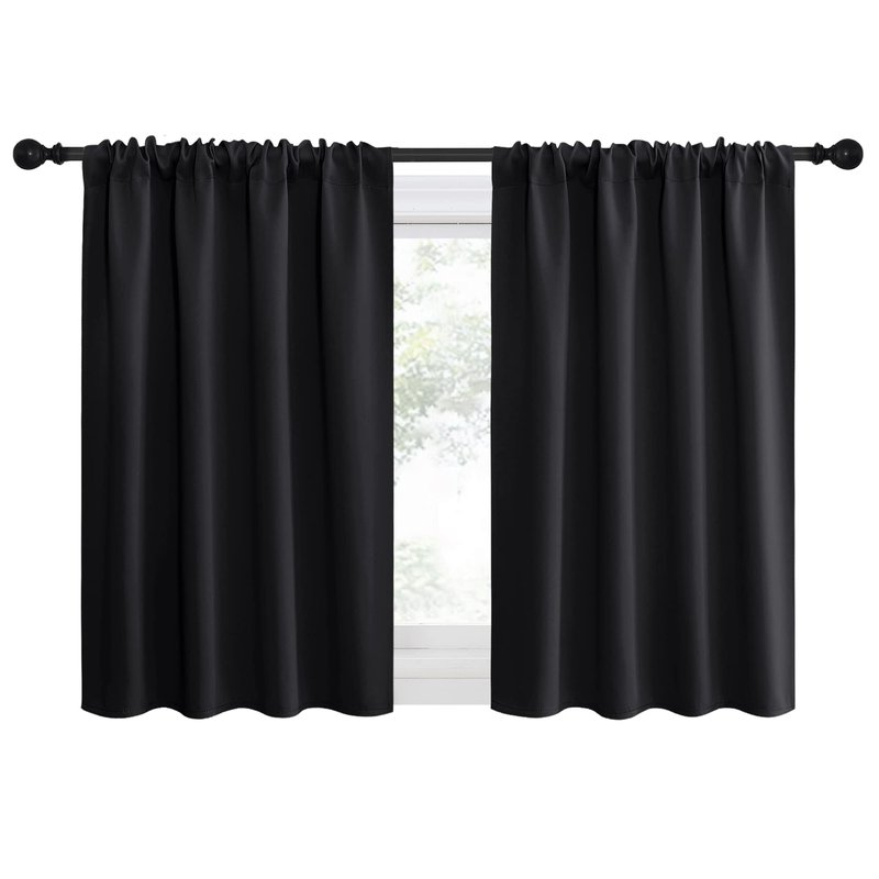 NICETOWN Short Curtains 36 inches Long, Black Out RV Bunk Panels, Kitchen Window Curtains Over Sink, Thermal Insulating Blackout Drapes/Draperies for Small Window (2 Panels, 42 inches Wide)