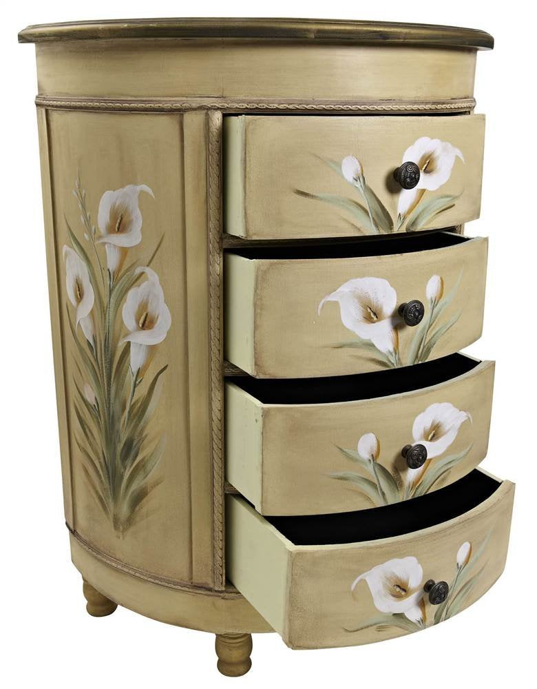 Nearly Natural Antique Accessory Table with Calla Lily Floral Art