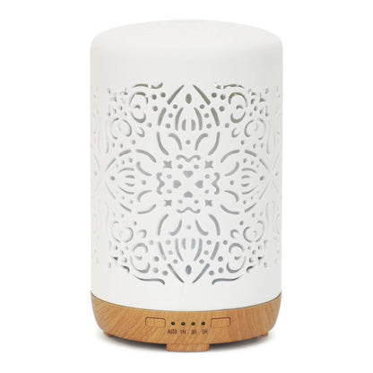 Earnest Living Essential Oil Diffuser White Ceramic Diffuser 100 ml Timers Night Lights and Auto Off Function Home Office Humidifier Aromatherapy Diffusers for Essential Oils