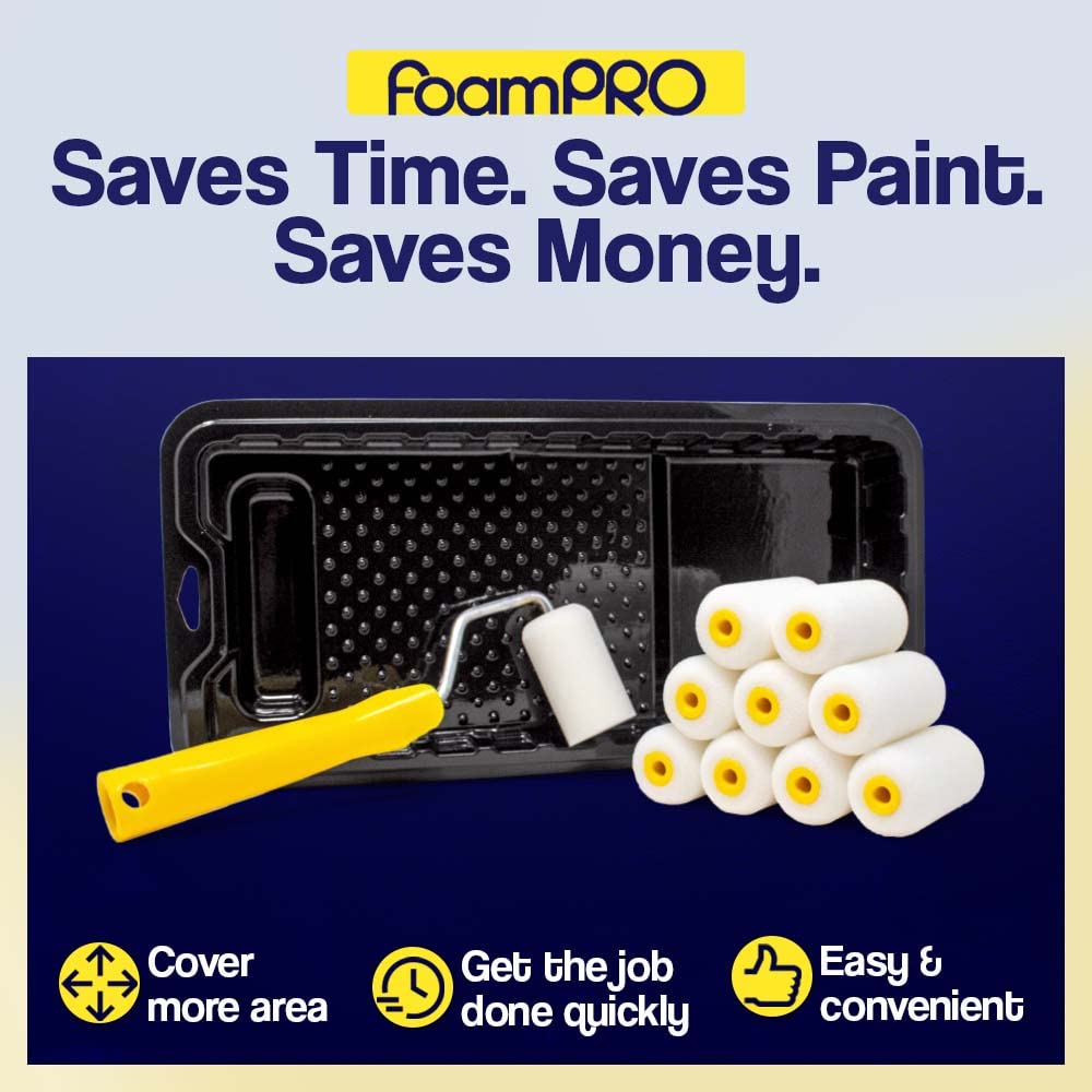 FoamPRO 163-P, 165-5 | 4” Fine Finish Foam Roller Refills (5 Pack) | Foam Paint Roller Covers | Home Painting Supplies & Paint Tools