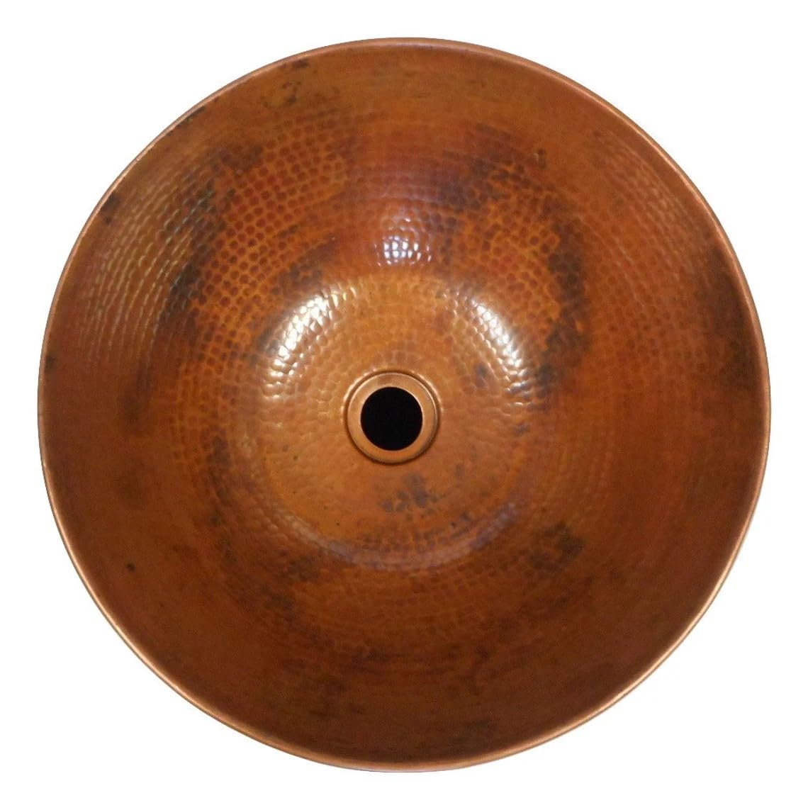 Simply Copper 14" Round Copper Vessel Countertop Sink in Natural Patina with Daisy Drain and 13" ORB Clayborne Vessel Filler Faucet