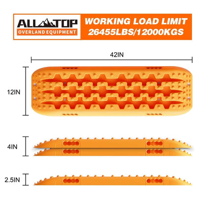 ALL-TOP Recovery Traction Boards, 2PCS & Mounting Kit, Reinforced Off Road Bendable Tire Friction Tracks (3rd Gen,Orange)