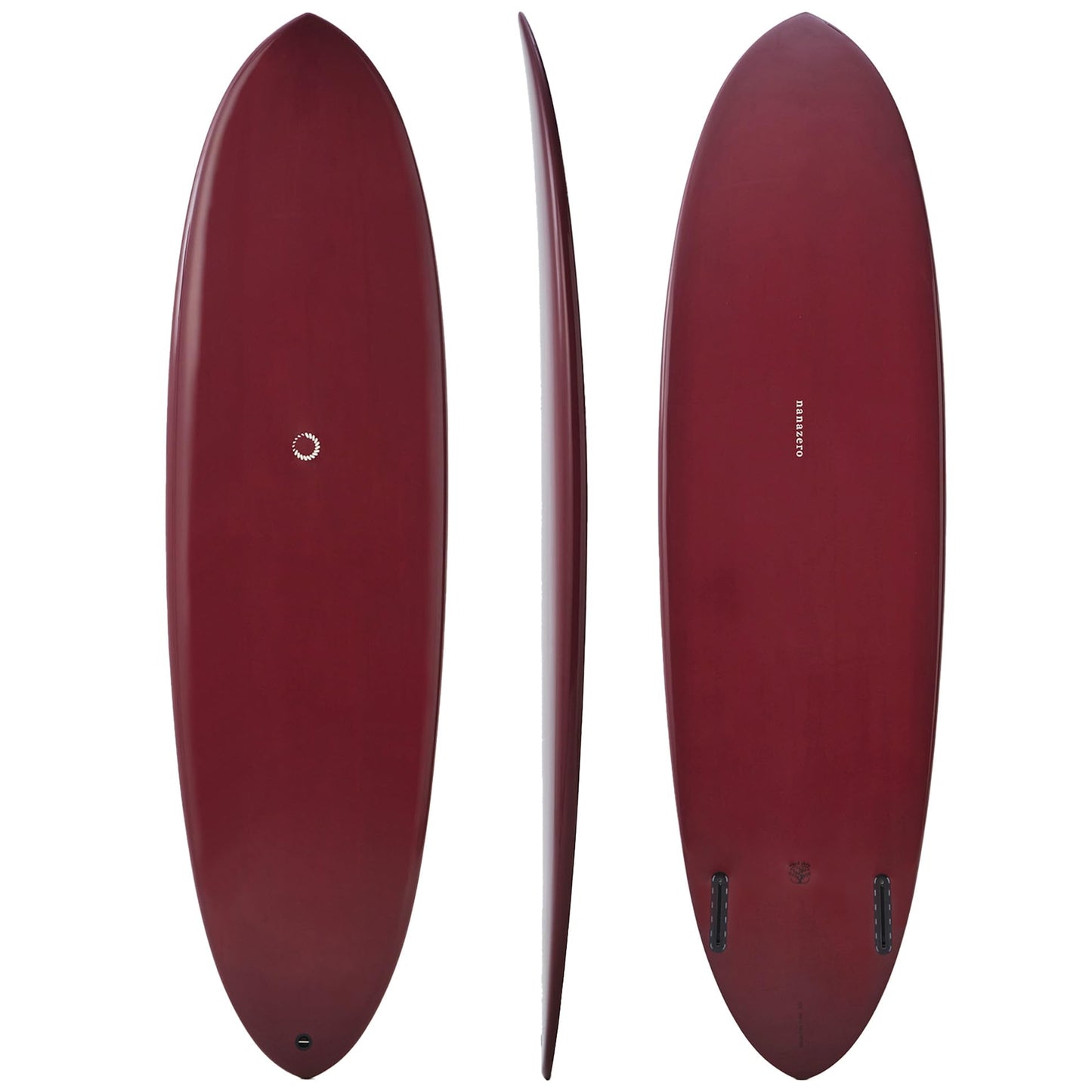 nanazero Wood Skin Surfboard Mid Length MID04 Twin 6'6" Wine Red, Durable and Light-Weight Structure