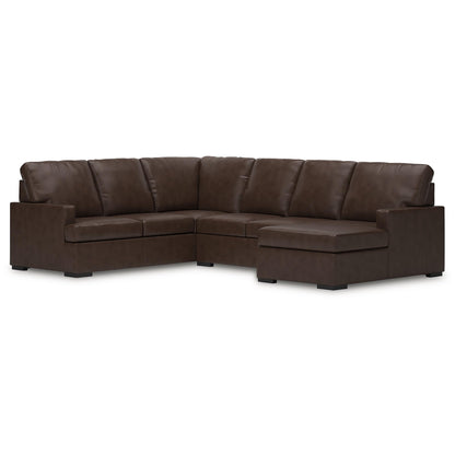 Signature Design by Ashley Modern Day U-Shape Left-Arm Facing Modern Leather Match 3-Piece Sectional with Chaise, Removable Cushion, Dark Brown