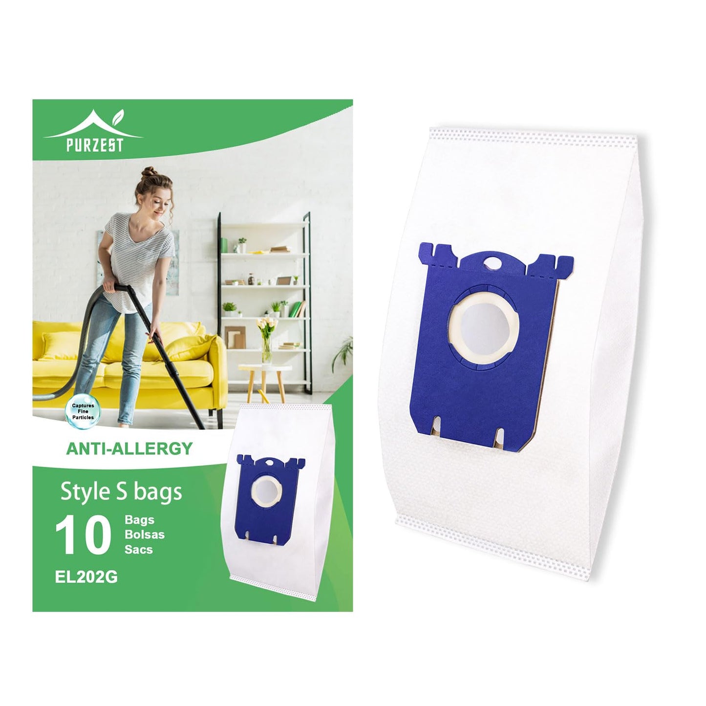 10 PCS Electrolux Vacuum Bags,Classic Type S Canister Vacuum Bags Compatible for Electrolux EL200F EL8500 EL202G, Eureka OX BB Vacuum Cleaner, Oxygen, Jet Maxx, Ultra Silencer AEG,Phililps Canisters