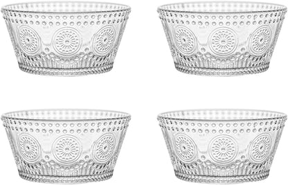 Set of 4 Glass Bowls, 13 OZ Small Bowls for Kitchen, Dessert, Ice Cream, Snack, Side Dishes, Dipping