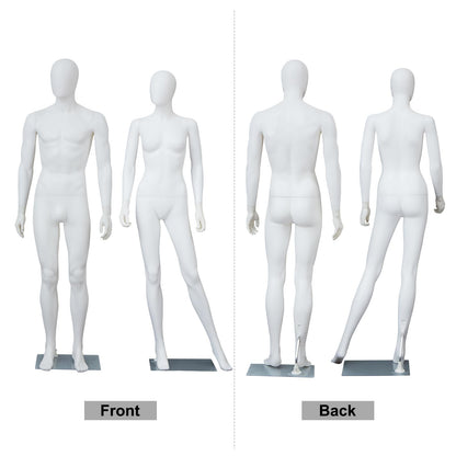 Kinfant Male and Female Mannequin Set - 6Ft Full Body Male and Female Detachable Mannequin with Stand for Clothing Shops, Clothing Design(White)