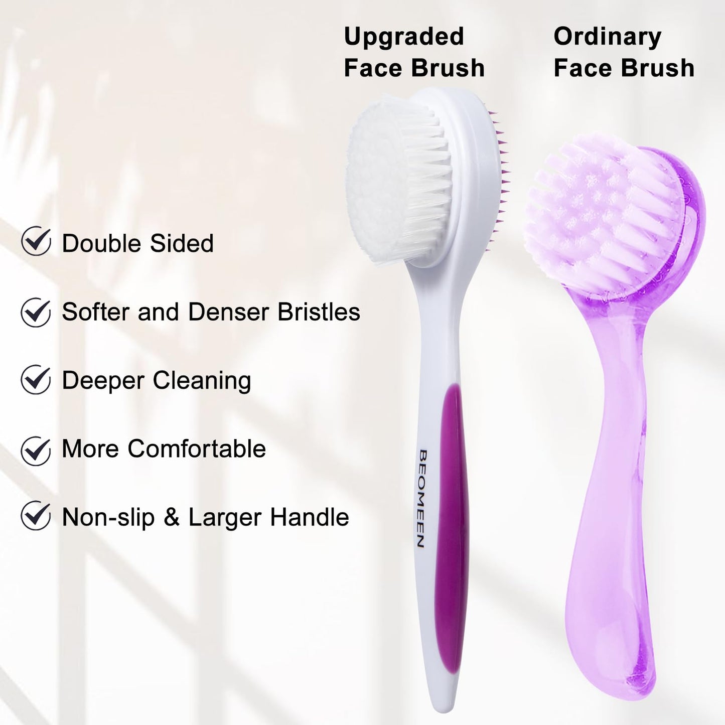 2 Pack Silicone Face Scrubber Exfoliating Brush, Manual Handheld Facial Cleansing Brush Blackhead Scrubber, Soft Bristles Waterproof for Face Skincare (Round-Pink)