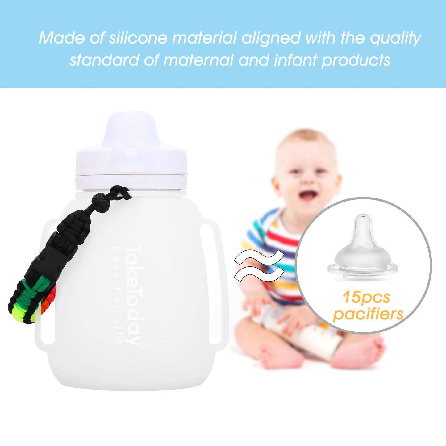 TakeToday Motivational Collapsible Water Bottle with Straw and Paracord Handle 1.2L 40 OZ Reusable Silicone Sports Water Jug with Time Marker Leakproof Large Water Bottles for Yoga Outdoors