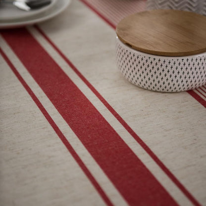 ArtBud 60"70"(4-6 White Red Tablecloth Cotton Linen Farmhouse Table Cover Soft Washable Table Top for Parties Coffee