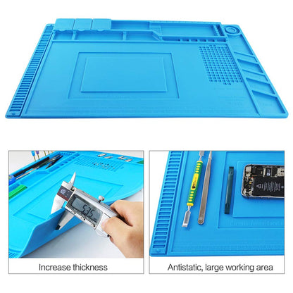 DEYUE Silicone Repair Mat (17.7 x 11.8 Inches, 45 x 30 cm) with Scale Ruler and Screw Position, Soldering Anti-Static, Anti-Corrosion, Heat Resistant Pad for Soldering Electronics, Smartphone