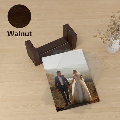 RLAVBL 4x6 Picture Frame Set of 2, Rustic Double Sided Tempered Glass Photo Frames with Wooden Base for Display