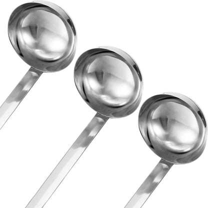 meekoo 3 Pieces Stainless Steel Ladle Soup Handle Ladle with Pouring Rim for Kitchen Cooking Soup Sauce (4 oz)
