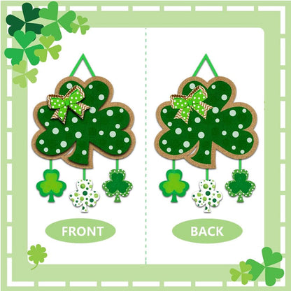 Friday Night St. Patrick's Day Door Sign - Irish Hanging Welcome Board with 3-D Cardboard Green Shamrock Hanger