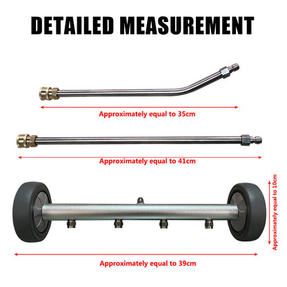 TRELVEX 16-Inch Dual-Purpose Undercarriage Pressure Washer Cleaner,Pressure Washer Surface Cleaner Attachment Water Broom,with 2Pcs ExWands,5000 PSI