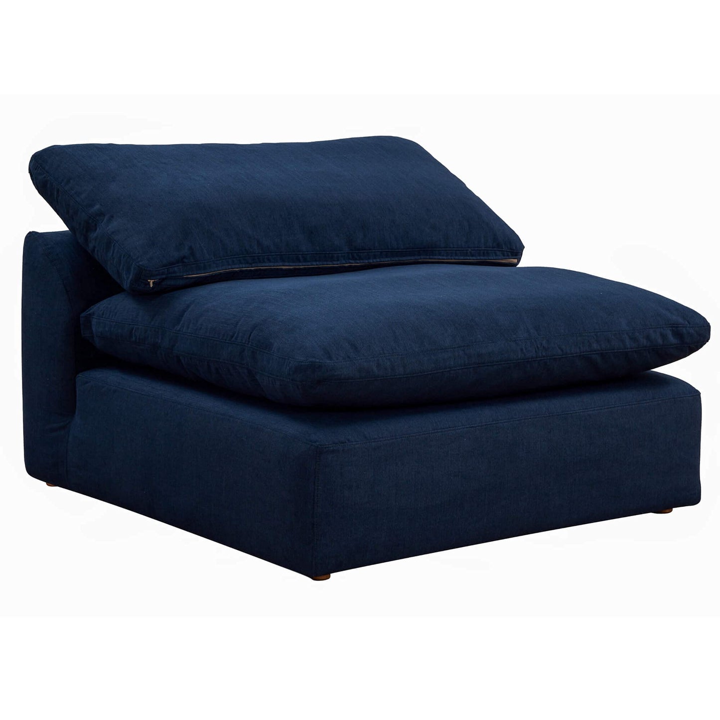 Sunset Trading Contemporary Puff Collection Slipcovered 44" Armless Chair Modular Sofa Sectional | Stain-Proof Water-Resistant Washable Performance Fabric | Deep-Seat Down-Fill Couch | Navy Blue