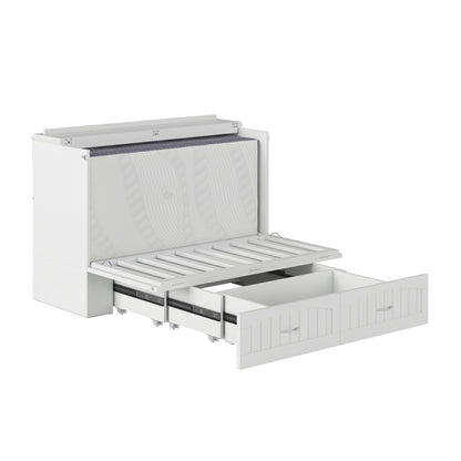 AFI, Southampton Murphy Bed Chest Full with 6" Mattress, Built-in USB Charger & Storage Drawer, White