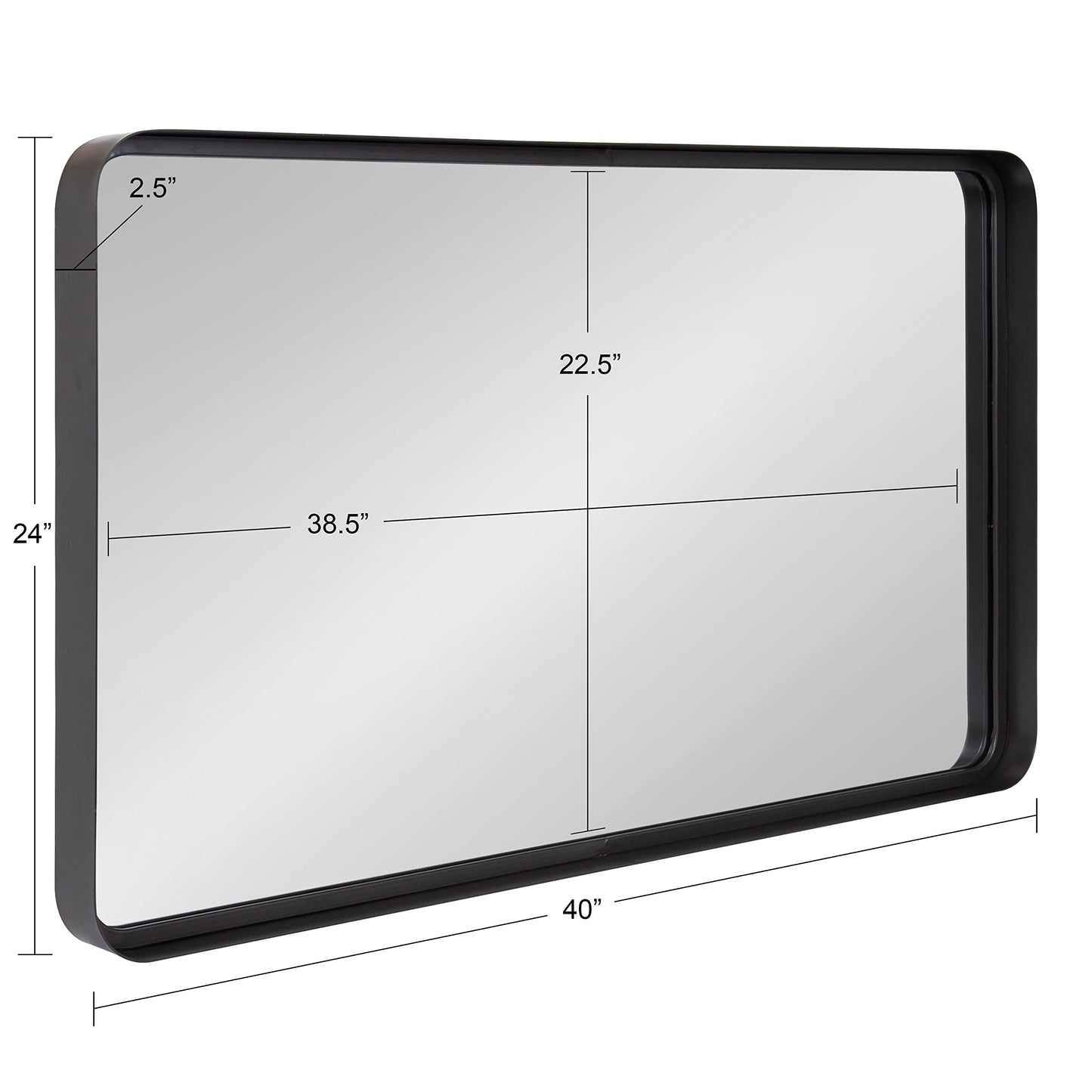 Kate and Laurel Armenta Modern Soft Rectangle Metal Framed Mirror; 40 x 24; Gray; Functional Industrial Accent Mirror with Bold Finish for Wall Decor