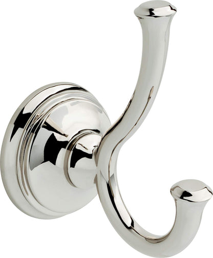 Delta Double Towel Hook for Bathroom or Kitchen| Polished Nickel | Cassidy Accessories