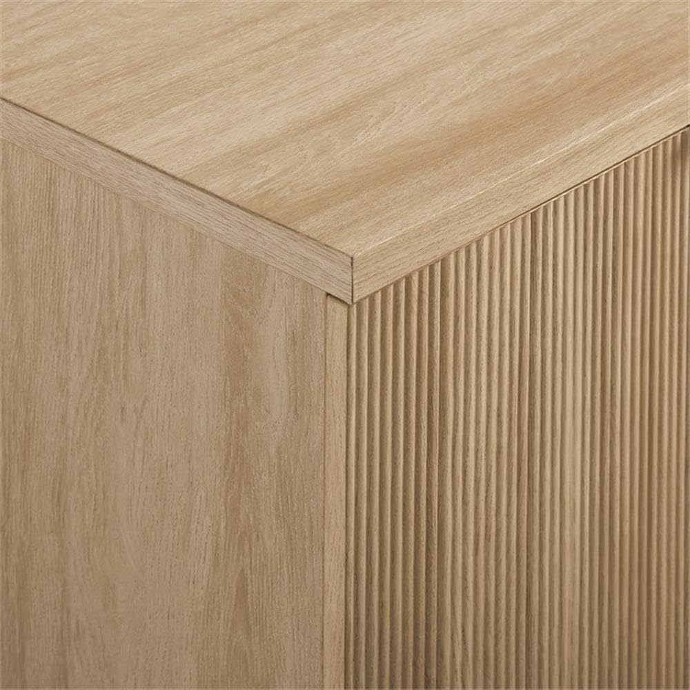 Walker Edison Reema Fluted 4-Door Kitchen Sideboard Buffet Console, 69 Inch, Coastal Oak