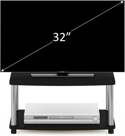 2-Tier 13191AMSS Furinno Turn-N-Tube No Tools Elevated TV Stand, Stainless Steel Tubes, Americano/Chrome