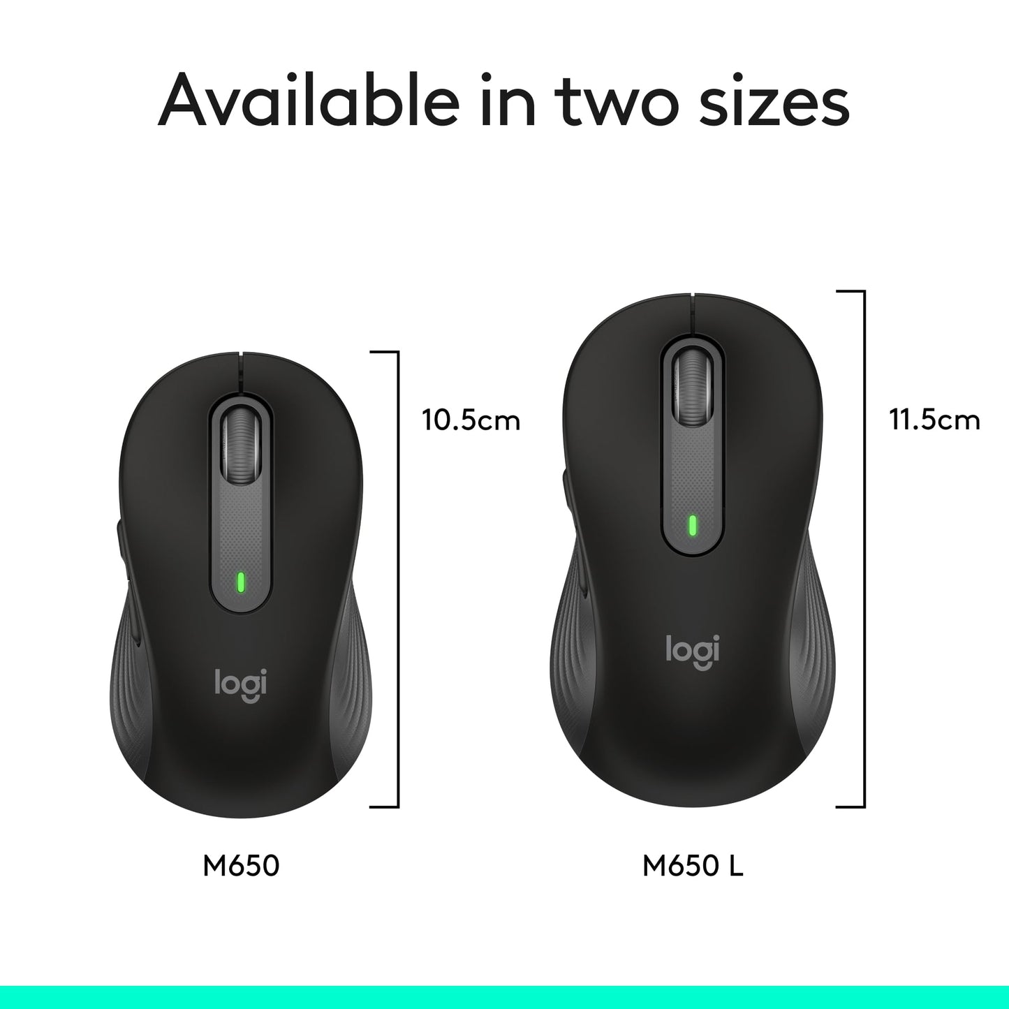 Logitech Wireless Mouse Signature M650 L Full Size - Large Hands, 2-Year Battery, Silent Clicks, Customizable Buttons, Bluetooth, PC/Mac/Chromebook - Black, Right-Handed, Large