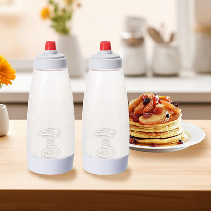 Pancake Batter Dispenser with stainless steel mixing ball, Pancake Shaker Batter Dispenser Bottle Baking Tool .Kitchen Batter Squeezer Bottle Suitable for Cupcakes, Pancakes, and Muffins (2pack)