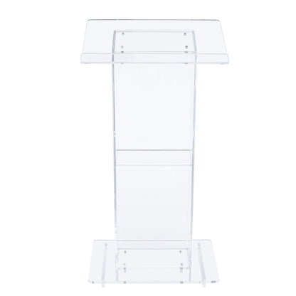 OEF Furnishings CoreGhost Series Commercial-Grade Modern Clear Acrylic Lectern with Shelf (24-inch Reading Surface)