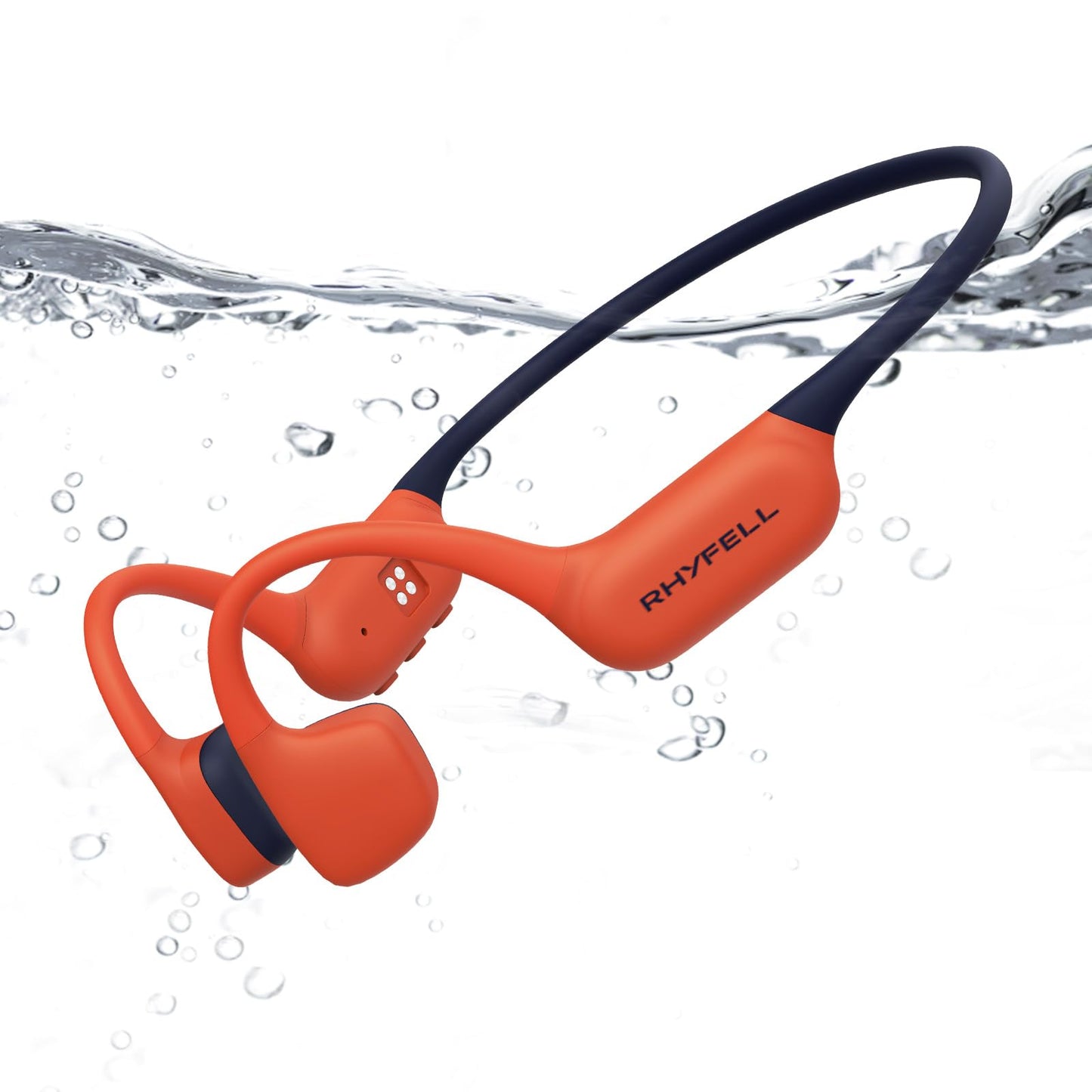 Rhyfell Bone Conduction Headphones, IP68 Waterproof Swimming Headphones with MP3 Mode 32GB Memory, Bluetooth 5.4, Open-Ear Design, Secure Fit for Running, Fitness and Cycling
