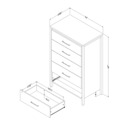 South Shore Gravity 5-Drawer Chest Natural Ash, Contemporary