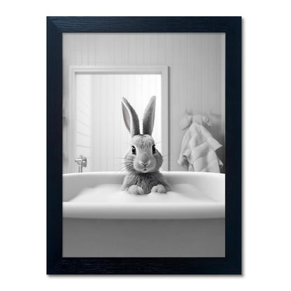 Bathroom Picture Wall Decor, Framed Black and White Bathroom Wall Art, Toilet Paper in Little Funny Raccoon's Hand Animal Canvas Print Painting