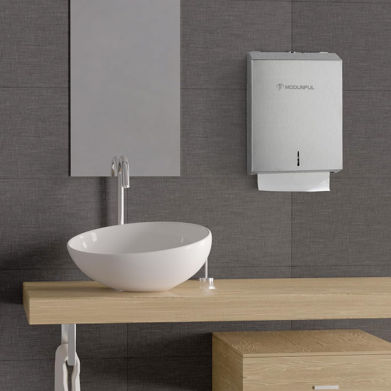 Commercial 400 /420 SUS304 Paper Towel Dispenser Wall Mount: Large Capacity Paper Towel Holder for Bathroom with Lock