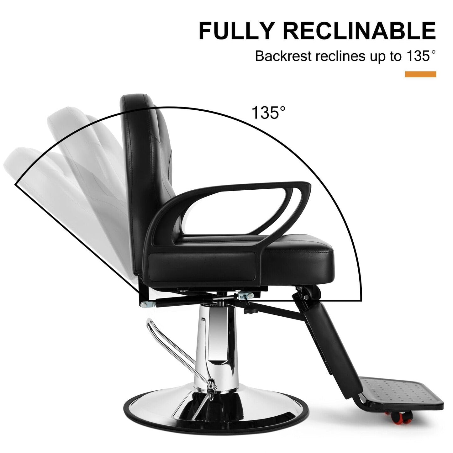Artist hand Barber Chair for Salon, Reclining Barber Chair Heavy Duty Adjustable Height & Headrest, Barber Shop Chairs Wide Seat Comfort and Sturdy, Beauty Salon Chair for Hair Stylist for Home Black